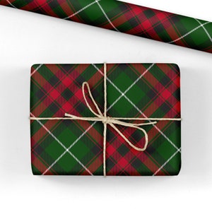 Green and Red Tartan Wrapping Paper - Luxury Gift Wrap - Birthday Gift Wrap - Plaid Gift Wrap - Christmas Wrapping Paper