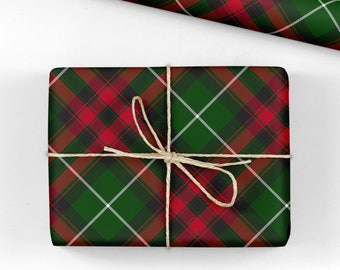 Green and Red Tartan Wrapping Paper - Luxury Gift Wrap - Birthday Gift Wrap - Plaid Gift Wrap - Christmas Wrapping Paper