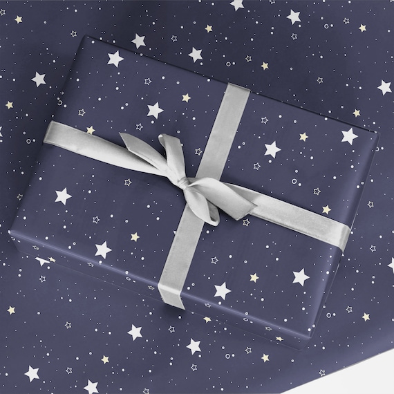 Blue Stars Wrapping Paper Sheets 59cm X 81cm Eco Friendly