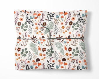 Fungi and Floral Gift Wrap: Luxury Autumn Wrapping Paper