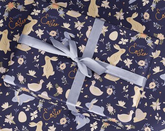 Blue Easter Wrapping Paper - Luxury Easter Gift Wrap Roll