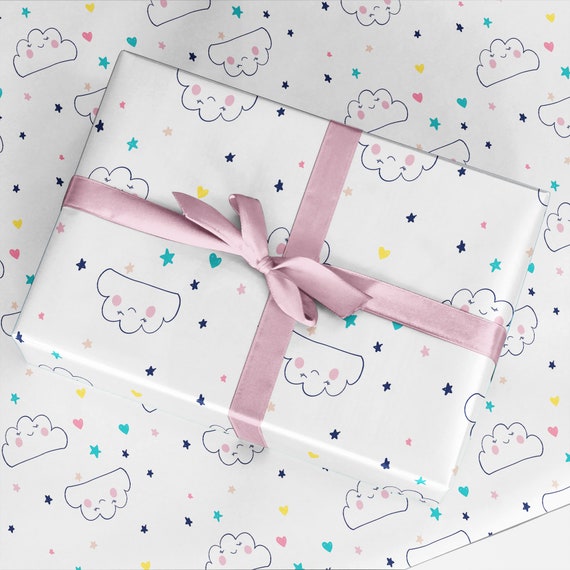 Clouds and Stars Wrapping Paper Luxury Gift Wrap Birthday | Etsy