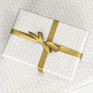 Gold Honeycomb Wrapping Paper / Gift Wrap -  Wrapping Paper Roll