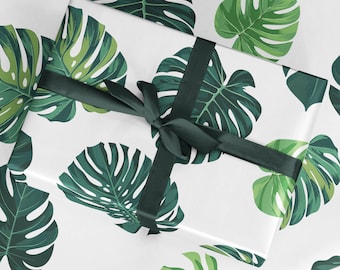 Tropical Leaf Wrapping Paper - Luxury Gift Wrap - Tropical Leaf Gift Wrap - Monstera Leaf Wrapping Paper Roll - Recyclable Wrapping Paper