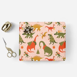 Christmas Dinosaur Wrapping Paper - Luxury Gift Wrap - Christmas Gift Wrap - Christmas Wrapping Paper Roll - Dinosaur Wrapping Paper