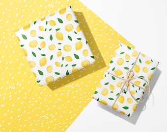 Luxury Lemon Wrapping Paper - Yellow Wrapping Paper - Lemon Gift Wrap - Lemon Wrapping Paper Roll