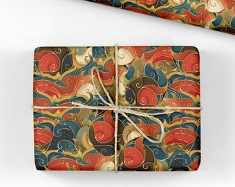 Oriental Waves Wrapping Paper / Gift Wrap - Thai Art Style Wrapping Paper - Wrapping Paper Roll