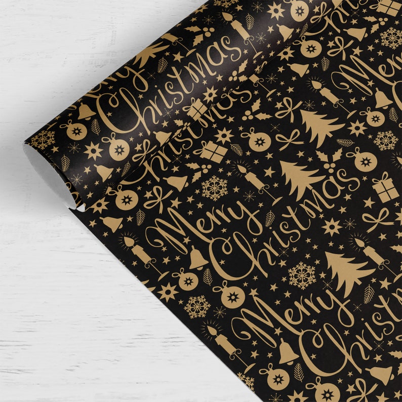 Merry Christmas Wrapping Paper Luxury Gift Wrap Christmas Etsy