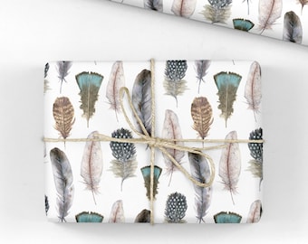 Feather Wrapping Paper - Luxury Gift Wrap - Feather Gift Wrap - Feather Print