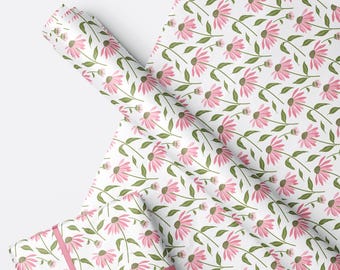 Echinacea Flower Wrapping Paper - Luxury Pink Floral Gift Wrap