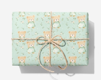 Teddy Bear Wrapping Paper - New Baby Gift Wrap