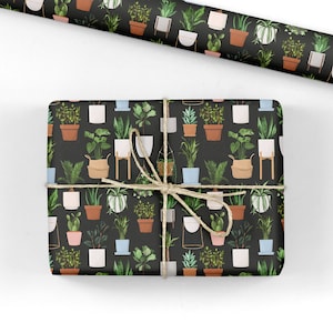Houseplant Wrapping Paper - Luxury Gift Wrap - Houseplant Gift Wrap - Indoor Plant Wrapping Paper Roll - Recyclable Wrapping Paper