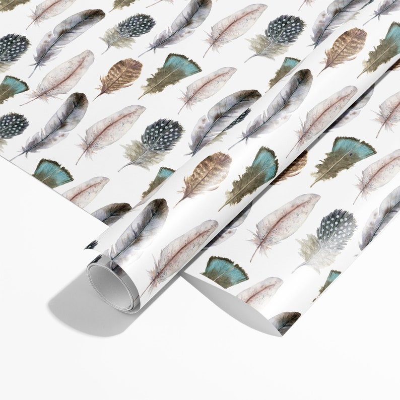 Feather Wrapping Paper Luxury Gift Wrap Feather Gift Wrap Feather Print image 2