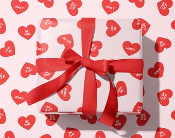 Love Hearts Wrapping Paper: Pink Valentine's Gift Wrap