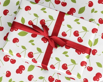 Cherry Wrapping Paper - Luxury Gift Wrap - Cherries Gift Wrap - Cherries Wrapping Roll - Recyclable Wrapping Paper