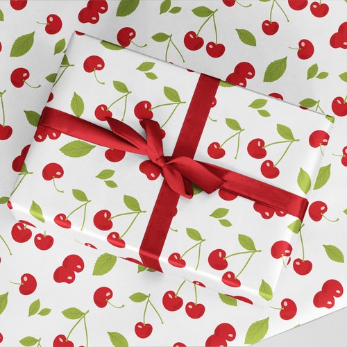 Cherry Wrapping Paper - Luxury Gift Wrap - Cherries Gift Wrap - Cherries Wrapping Roll - Recyclable Wrapping Paper