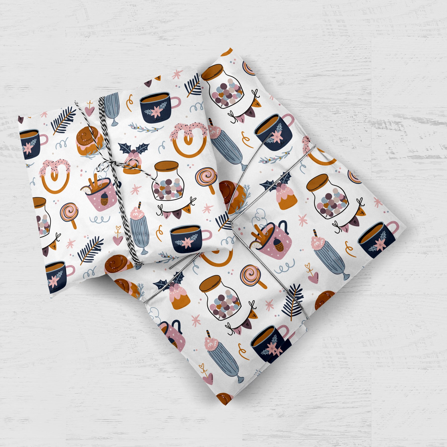 Christmas Food Wrapping Paper / Gift Wrap Christmas Wrapping Etsy