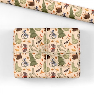 Autumn Wrapping Paper - Illustrated Fall Gift Wrap Roll