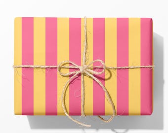 Rhubarb and Custard Stripe Wrapping Paper - Luxury Gift Wrap - Colourful Gift Wrap Roll