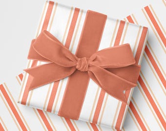 Orange Stripe Gift Wrap - Colourful Wrapping Paper Roll