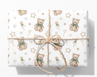 Teddy Bear Wrapping Paper - Luxury Gift Wrap - New Baby Gift Wrap
