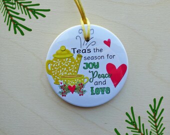 Christmas Tea Party Favor, Gold Teapot Ornament