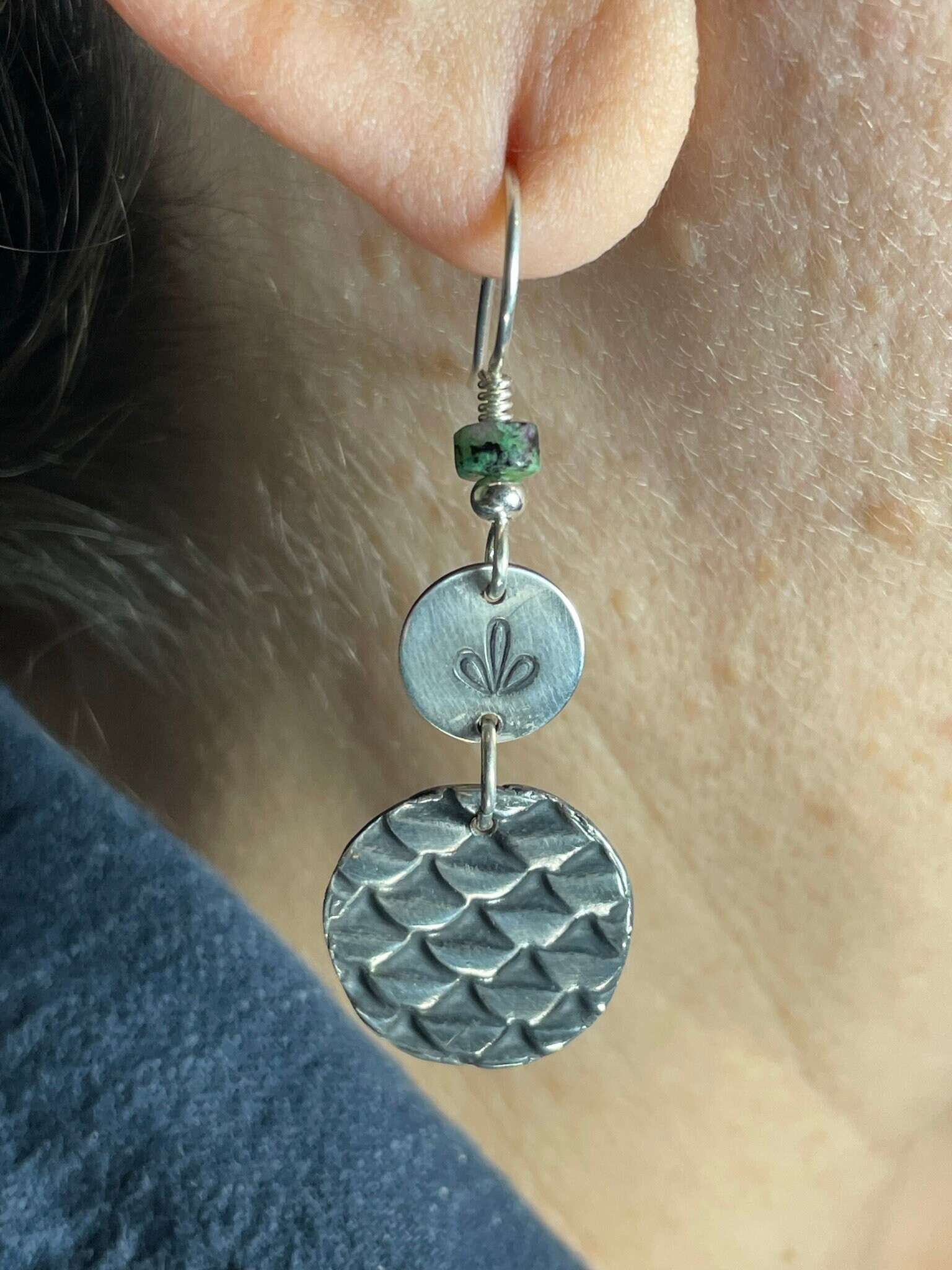 Pineapple Waves Earrings – Fine Silver - Handmade Sterling
