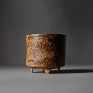 Handmade Flower Pot on four legs, Footed Ceramic planter, honey brown color R: 10cm 3.9 image 4