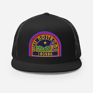 Casquette USCSS Nostromo Trucker - Casquette inspirée d&#39;un film extraterrestre | Casquette en filet à logo rétro science-fiction | Bonnet unisexe ajustable