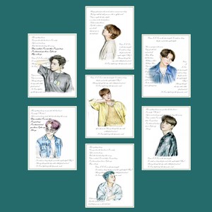 BTS 水彩画アート、BTS 水彩画カード、BTS ダイナマイト水彩画アート、BTS 水彩画カードセット、BTS 7 枚セット、BTS 絵セット