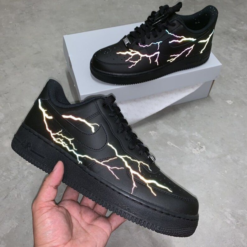 Nike Air Force 1 AF1 Flame Lightning Reflective Decal Custom | Etsy