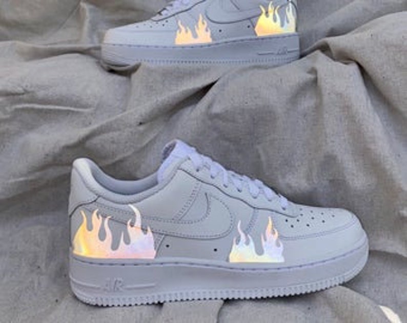 Nike Air Force 1 AF1 Flame Lightning Reflective Decal Custom | Etsy