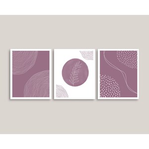 Conjunto de 3 - Arte abstracto / Arte digital / Arte moderno / Arte contemporáneo / Arte de pared / Decoración del hogar / Descarga instantánea / Púrpura