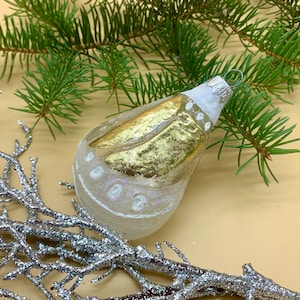 Ship Glass Christmas ornament, Elegant old style tree decor, Vintage Aluminium Christmas Tree, Authentic Vintage Ornament, Tree decoration