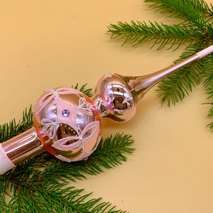 Pink christmas decor christmas tree topper creative christmas gifts vintage christmas ornament handmade home decor christmas gift wife
