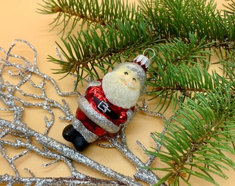 Santa Christmas Glass ornament, Elegant old style tree decor, Aluminum Christmas Tree, Crafted glass figurine, Glass Tree decoration 2023