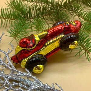 Sports Car Christmas Glass ornament, Elegant old style tree decor, Vintage Aluminium Christmas Tree, Authentic Vintage Ornament, Tree decor