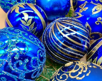 ガラス製ブルーのくるみ割り人形クリスマスオーナメント ブルーのクリスマスオーナメント – シルバーガラスオーナメント 30個
