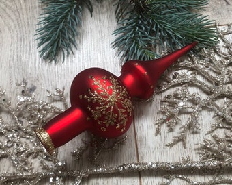 Petite décoration de sapin de Noël rouge, décoration de Noël en verre, décoration de Noël vintage, Noël vintage des années 1950, décoration de Noël 2024