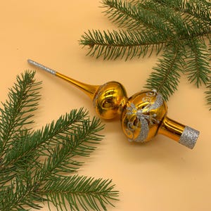 Christmas glass decor Small Gold glass tree topper Finial Top Handmade tree decor christmas gift holiday decor unique christmas home gift