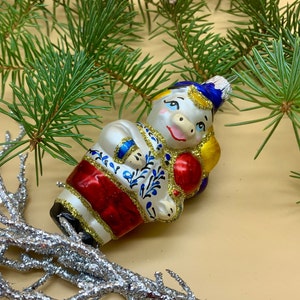 Cow Glass Christmas ornament, Elegant old style tree decor, Vintage Aluminium Christmas Tree, Authentic Vintage Ornament, Tree decoration