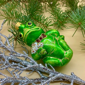 Frog Glass Christmas ornament, Elegant old style tree decor, Vintage Aluminium Christmas Tree, Authentic Vintage Ornament, Tree decoration