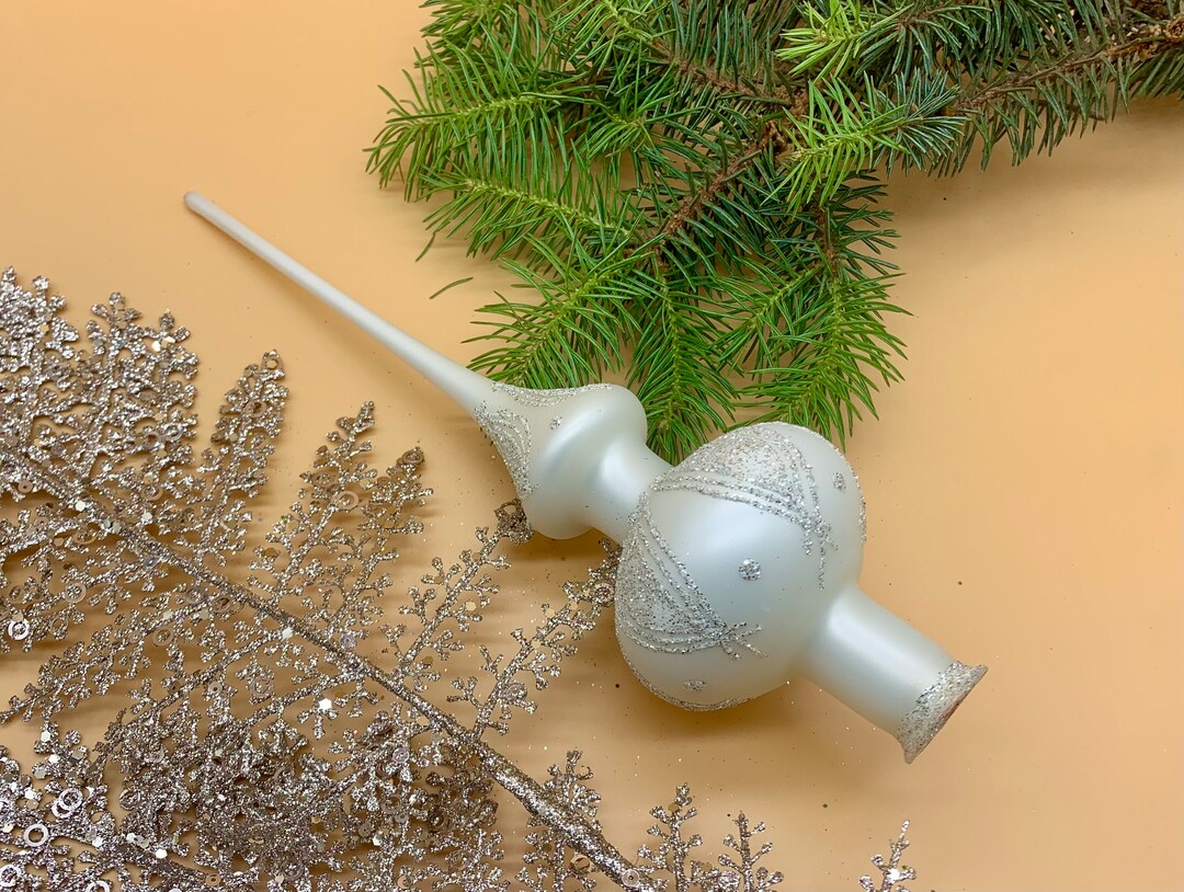 White Christmas Glass Tree Topper Glass Top Tree Decoration Etsy