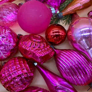 Christmas glass decor assorted 50 pink vintage christmas glass ornaments Xmas mercury glass decor ornaments glitter ornament holiday decor