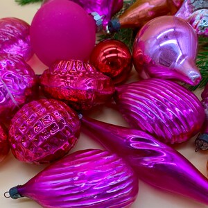 Christmas glass decor assorted 20 pink vintage christmas glass ornaments Xmas mercury glass decor ornaments glitter ornament holiday decor