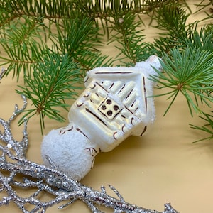 Hut Glass Christmas ornament, Elegant old style tree decor, Vintage Aluminium Christmas Tree, Authentic Vintage Ornament, Tree decoration