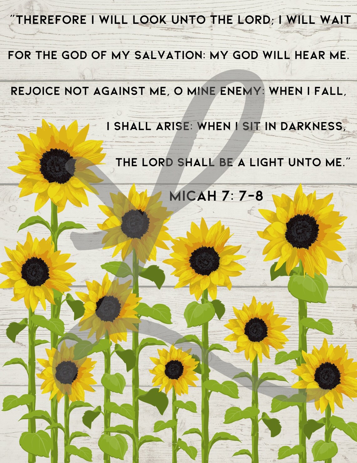 PRINTABLE 8.5x11 Sunflower Bible Verse Micah 7:7-8 Print | Etsy