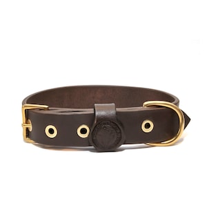 Personalized Leather Dog Collar with Brass Nametag, Custom Leather Dog Collar, Handmade Leather Dog Collar, Durable Thick Leather Dog Collar