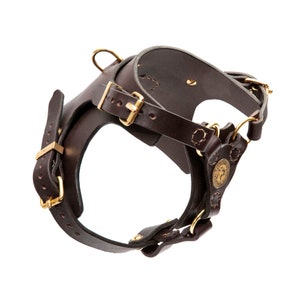 Brown Handmade Cowhide Leather Dog Harness
