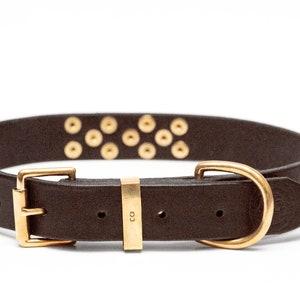 Personalized Leather Dog Collar with Brass Nametag, Custom Leather Dog Collar, Handmade Leather Dog Collar, Durable Thick Leather Dog Collar